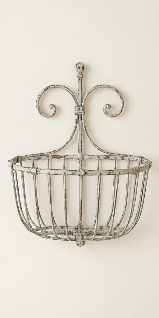 Amélie Petite Basket in Grey white, empty basket front view