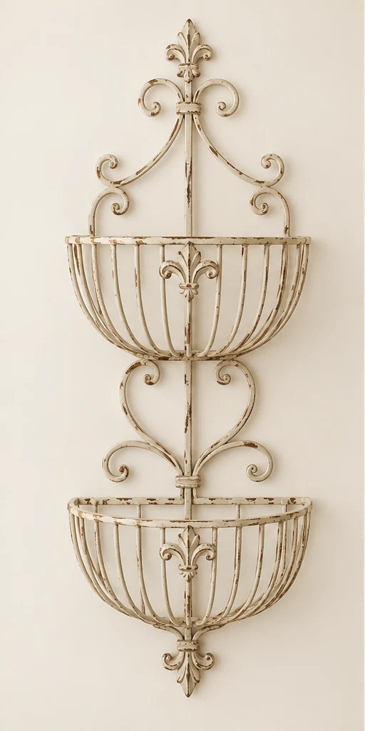 Odette Double Basket in Antique ivory, empty basket front view