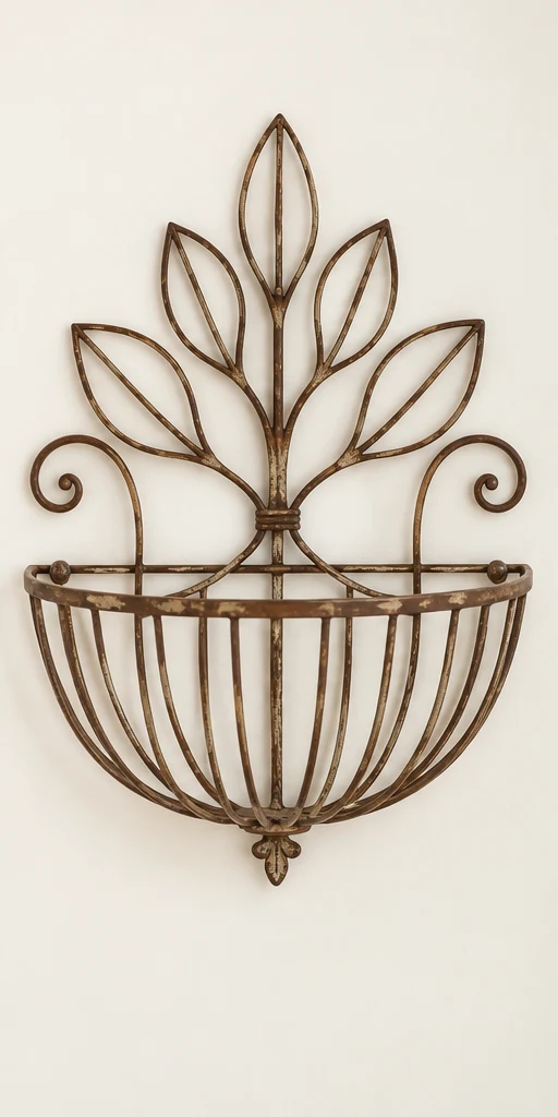 Sylvie Leaf Basket in Warm brown, empty basket front view